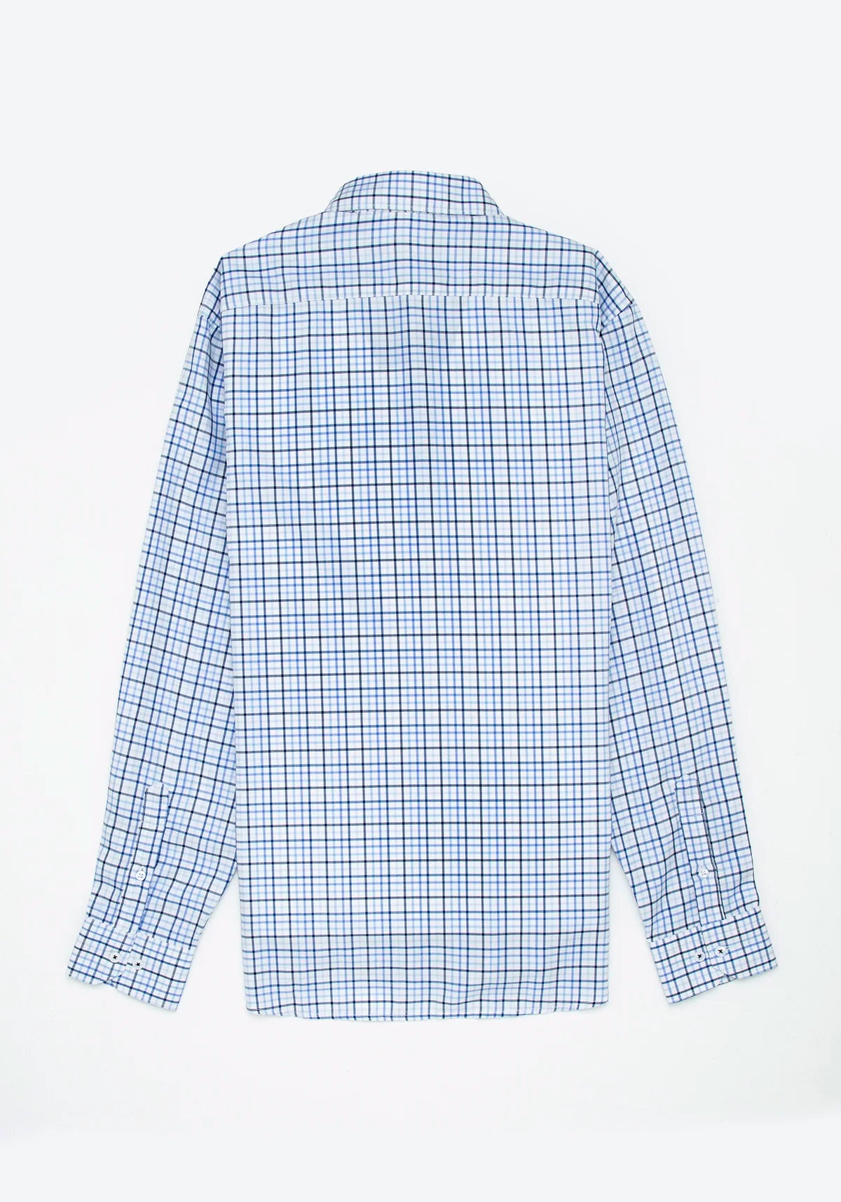 Camisa Sarga Cuadro Ventana Algodón Multi Azul
